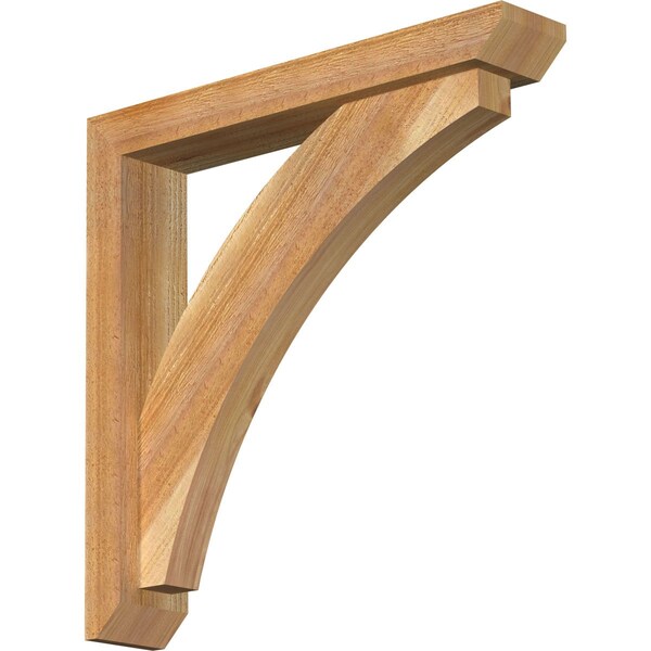Ekena Millwork Thorton Slat Rough Sawn Bracket w/ Offset Brace, Western Red Cedar, 4"W x 22"D x 22"H BKT0402X22X22THR06RWR - main